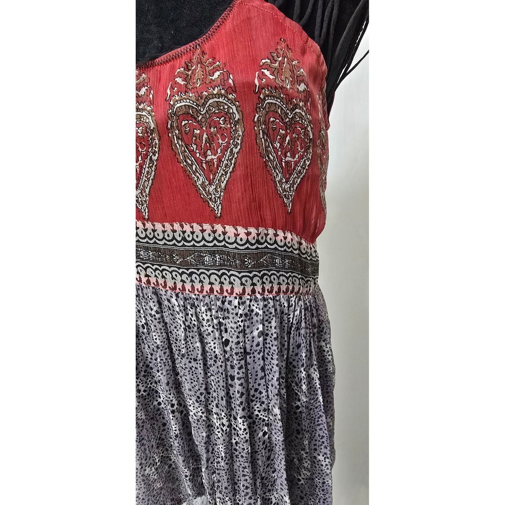 Free People Flaming Hearts mini dress women S/P red purple mixed print boho - Picture 5 of 10